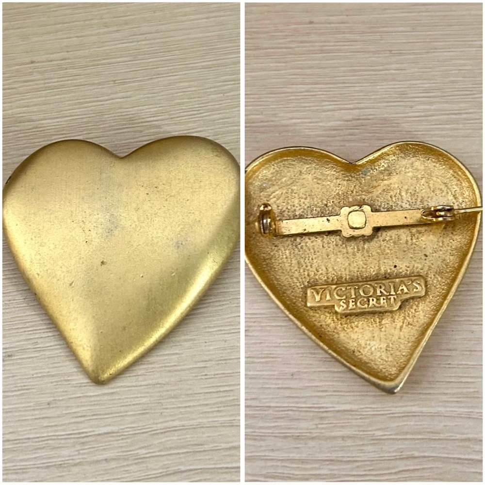 Signed Victoria’s Secret Matte Gold Tone Brooch - Vintage